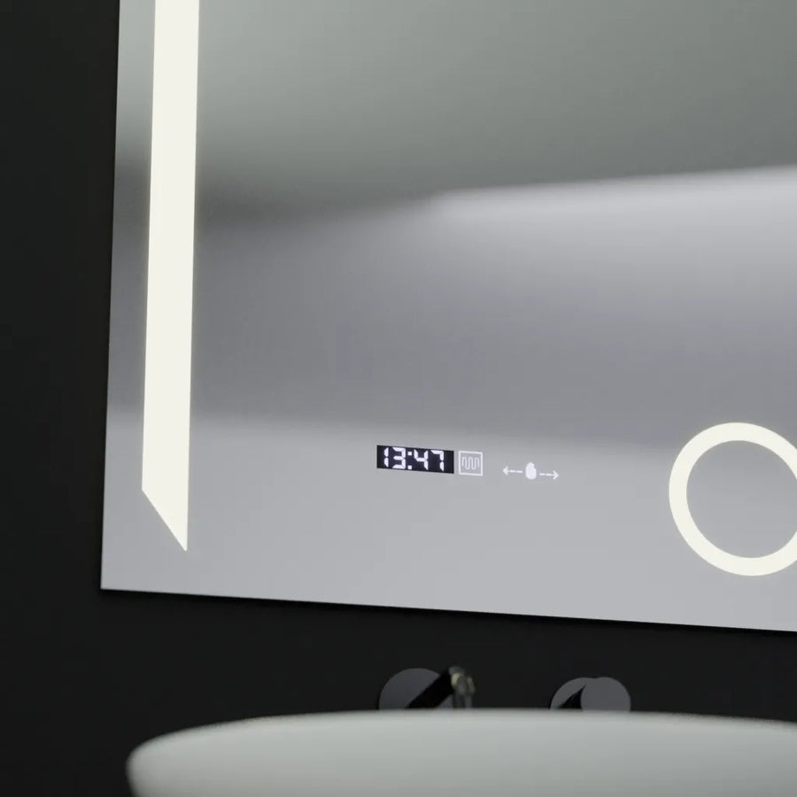 Mirror LED rectangular 60x80cm precision motionglow marcello system disabilities & thermometer of the caimimic glass