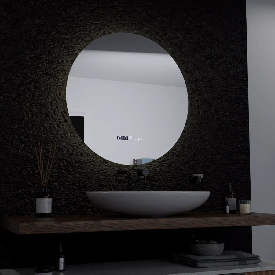 60cm round LED mirror Serenite MotionGlow Marcellow Dimable Clock Defrosting System