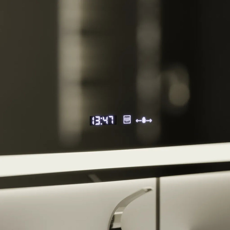 Rectangular LED Mirror 120x80cm Vérité MotionGlow Marcello, Defog System, Thermometer and Clock, Dimmable 