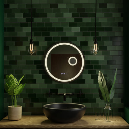 Round LED mirror Sensor Motionglow Micah Marcello 60 cm Dismantic Clock Defrosting System