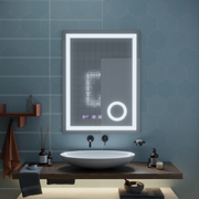 Manfred Touch LED Mirror Defog System, Clock and Temperature 60x80 cm Cosmetic Magnifier