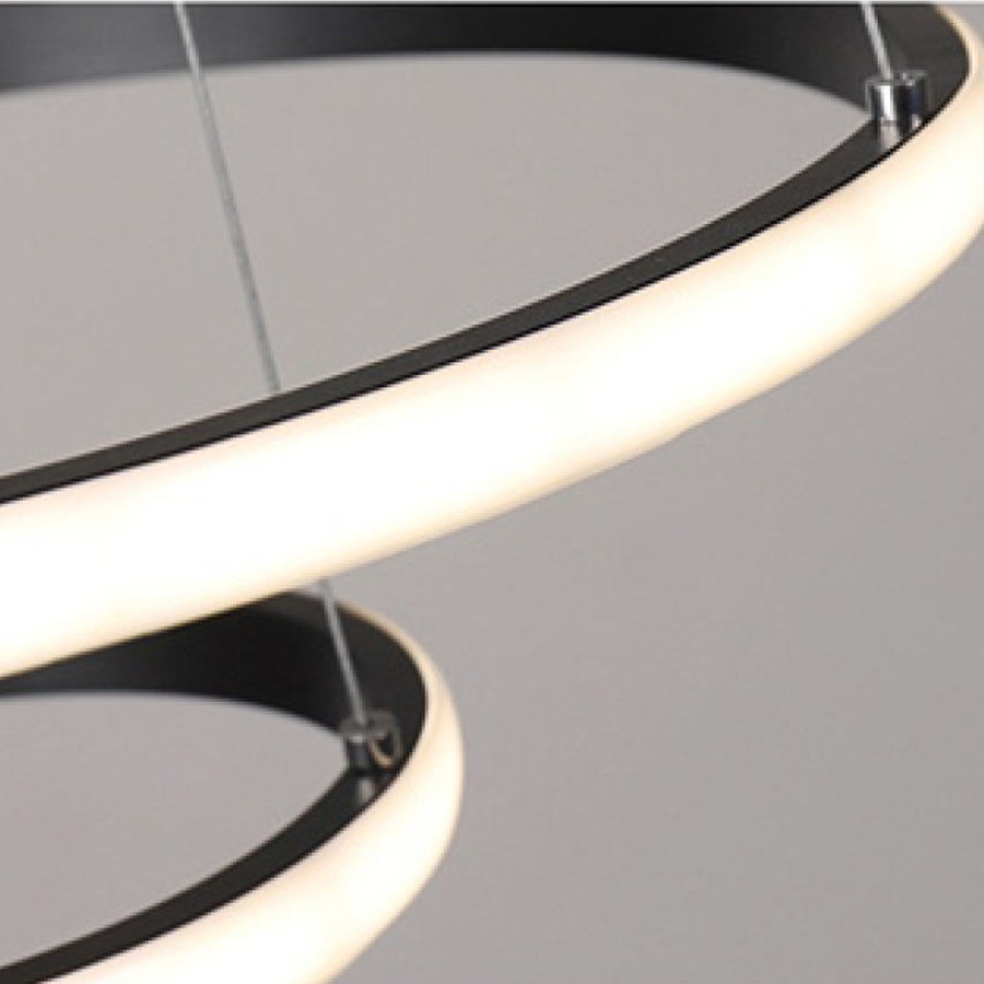 LED chandelier with clear remote control, 45W, 3 circles, cold/hot/neutral light, unstable, black
