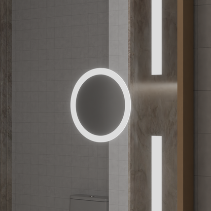 MotionGlow Sofia Sensor LED Mirror with Defog Function Thermometer Clock 110x65 cm Dimmable Warm/Cool/Neutral Light, Rose Gold Brushed Frame, Marcello Funghi Collection
