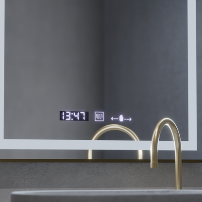 Mirror LED rectangular 60x80cm Verite Royale Gold Motionglow Marcello Dimable Clock Defrosting System