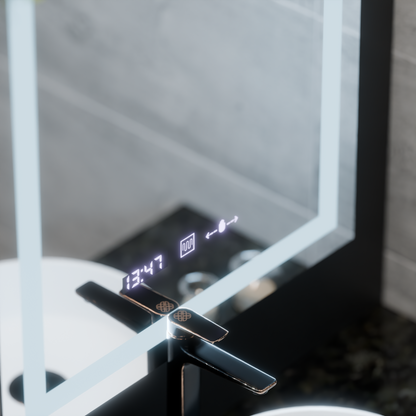 Rectangular LED Mirror 60x80cm Verite MotionGlow Marcellow Dimable Clock System