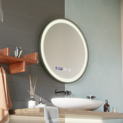 Otto Touch LED Mirror with Defog, Clock and Temperature System 80 cm Brushed Black Frame