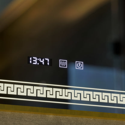 Bruno Touch LED Mirror with Defog System, Clock and Temperature 60x80 cm Brushed Silver Frame