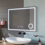 LED Touch Mirror Gunter Defog System, Clock and Temperature 80x60 cm Cosmetic Magnifier