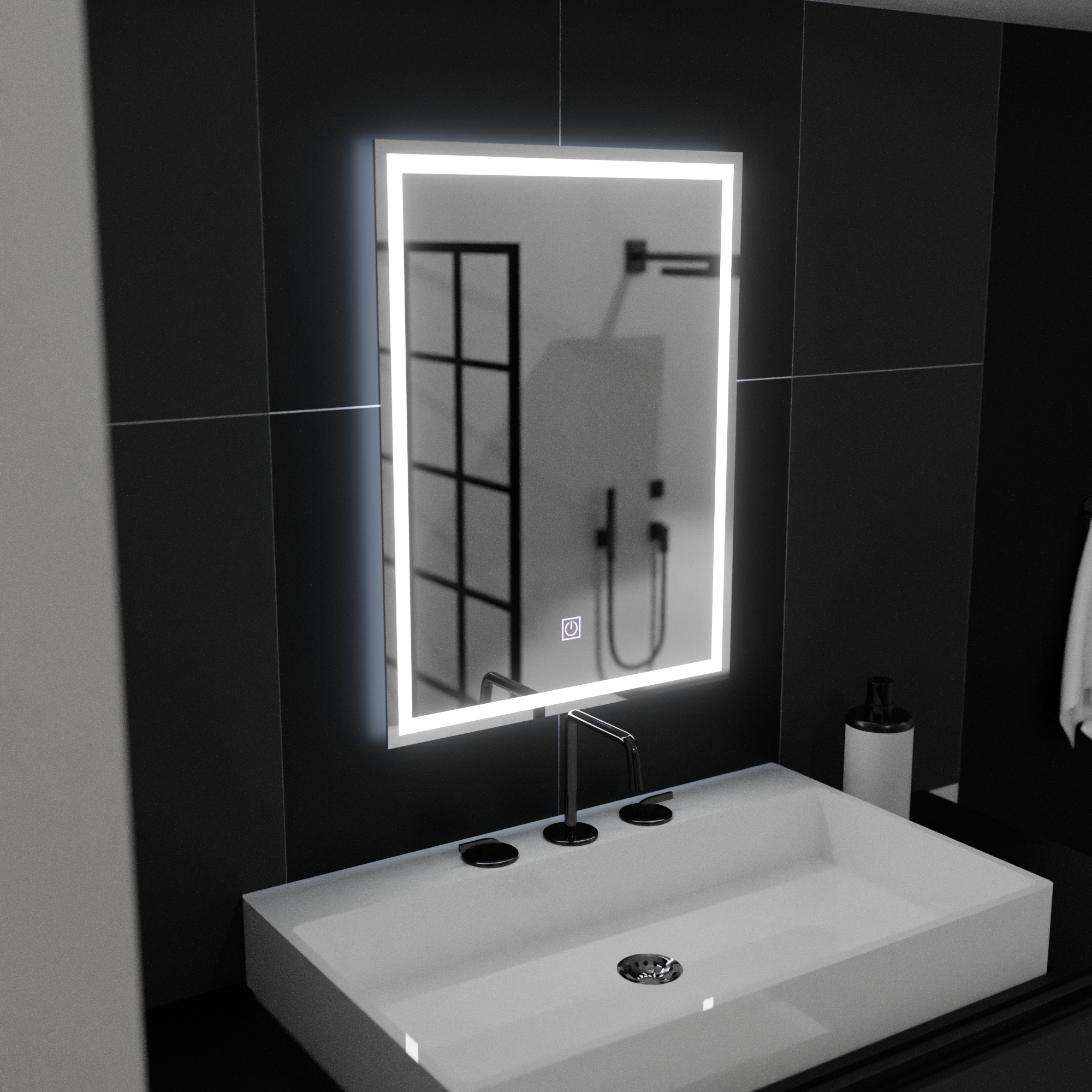 Mirror LED rectangular 50x70cm Frame Basic Touch