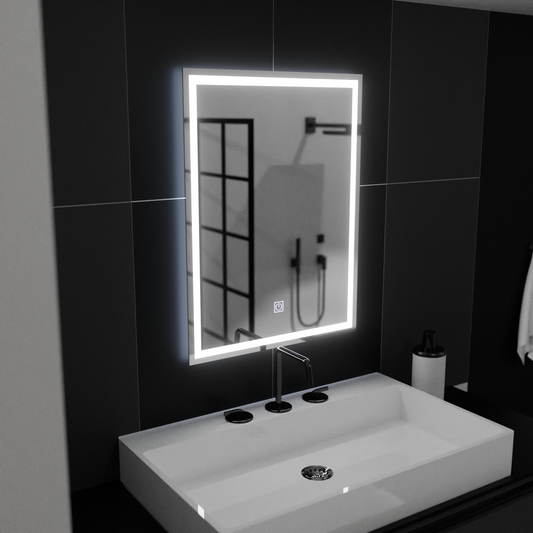 Mirror LED rectangular 50x70cm Frame Basic Touch