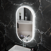 Oval LED Mirror, 50x100cm, Lucia Sensor Marcello, Demister System, Clock & Thermometer, Dimmable