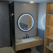 Mirror LED Round 60cm Celesti Majesti Noir Eleva MotionGlow Marcello Dimable Clock Defrition System