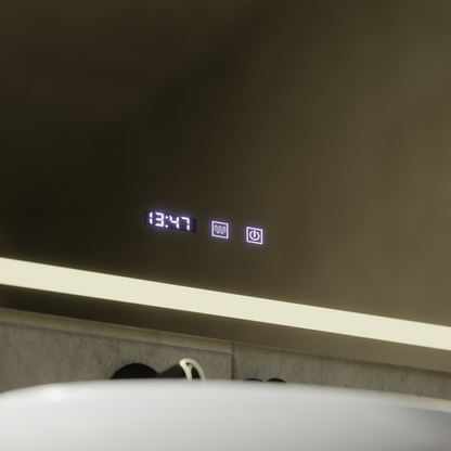 Werner Touch LED Mirror with Defog System, Clock and Temperature 80x60 cm