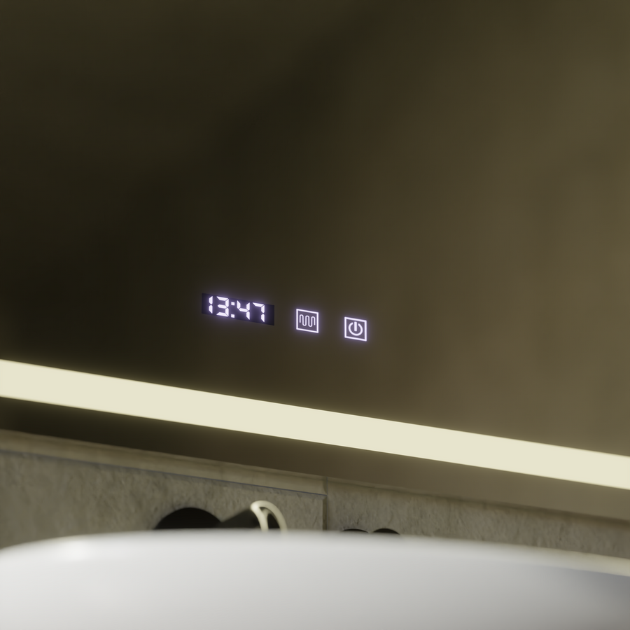 Werner Touch LED Mirror with Defog System, Clock and Temperature 80x60 cm