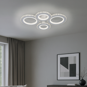 LED chandelier with remote control and crystal NOVA ROTONDA RGB 86W, 4 Circles, Cold/Warm/Neutral light, Dimmable, White