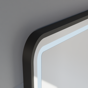 Gerhard Touch LED Mirror with Defog System, Clock and Temperature 60x80 cm Brushed Black Frame