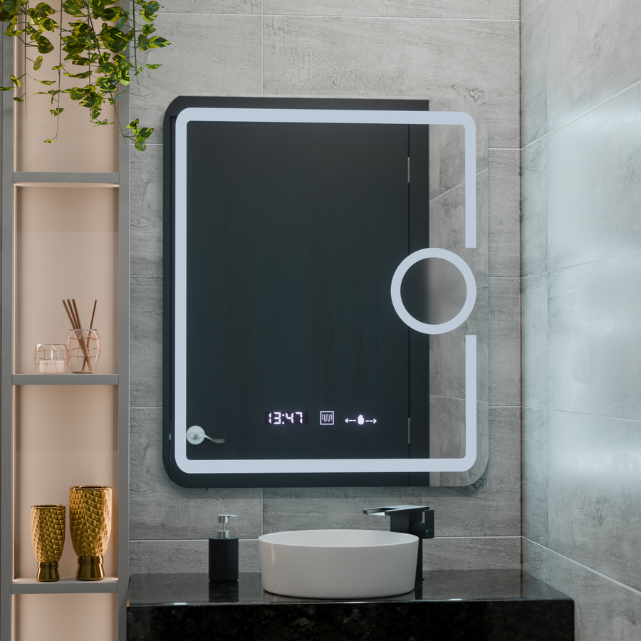 Mirror LED rectangular 75x90cm ECLAT Motionglow Marcello Dismantling System & Thermometer of Cosmetics Dimable