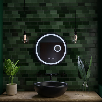 Round LED mirror Sensor Motionglow Micah Marcello 60 cm Dismantic Clock Defrosting System