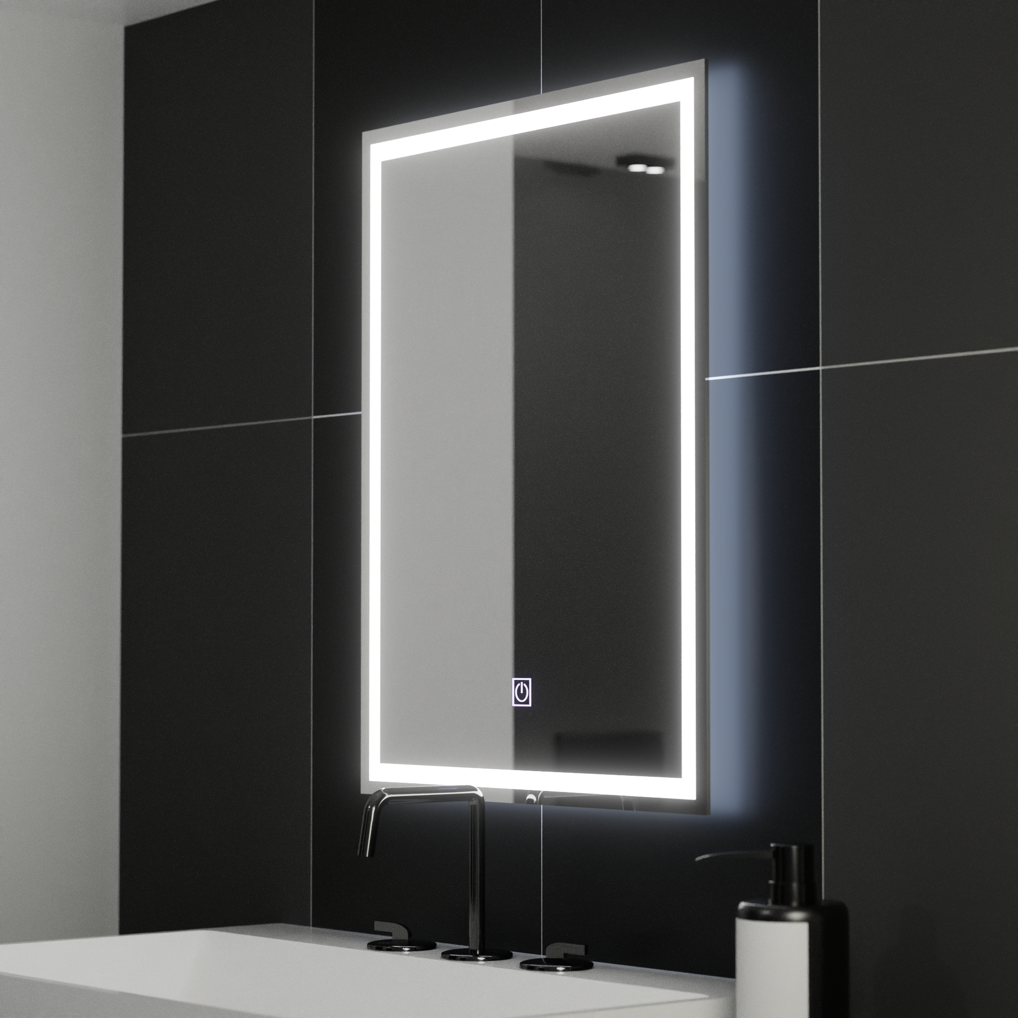 Mirror LED rectangular 50x70cm Frame Basic Touch