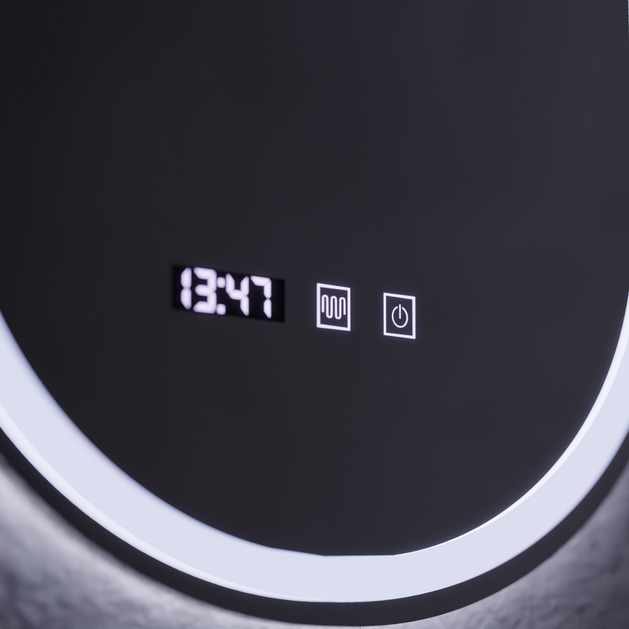 Wilhelm Touch LED Mirror with Defog System, Clock and Temperature 50x80 cm