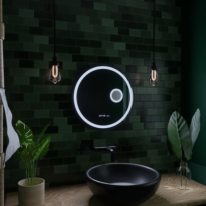 Round LED mirror Sensor Motionglow Micah Marcello 60 cm Dismantic Clock Defrosting System