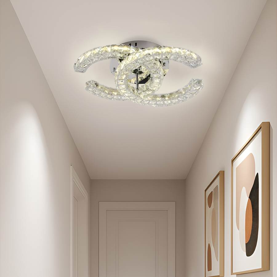 Shia 27W Dimmable Crystal LED Chandelier with Remote Control Silver