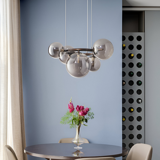 Round lamping chandelier, zodiaco orbit, 5xg9, metal, silver, adjustable height