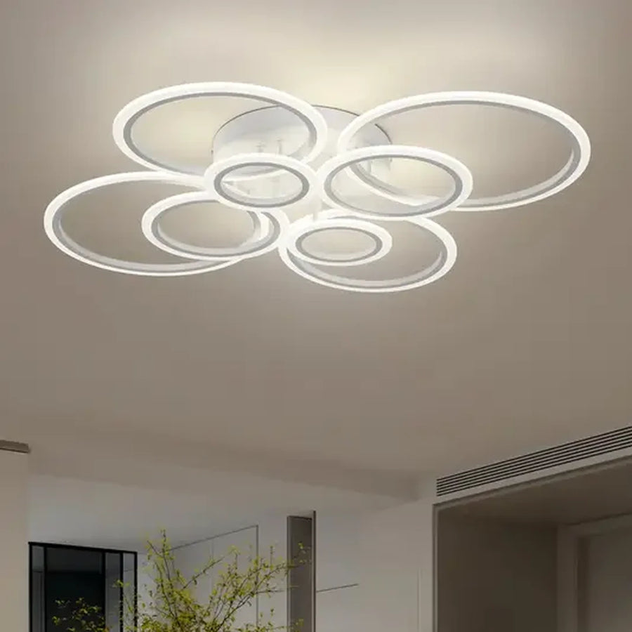 LED Chandelier 130W White BETTY - 8 Circles, Dimmable, Cold/Warm/Neutral Light 