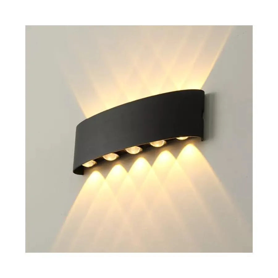 Fantas Indoor/Outdoor LED Wall Lamp, 10 Sources x 1W, IP65, Black, 3000K