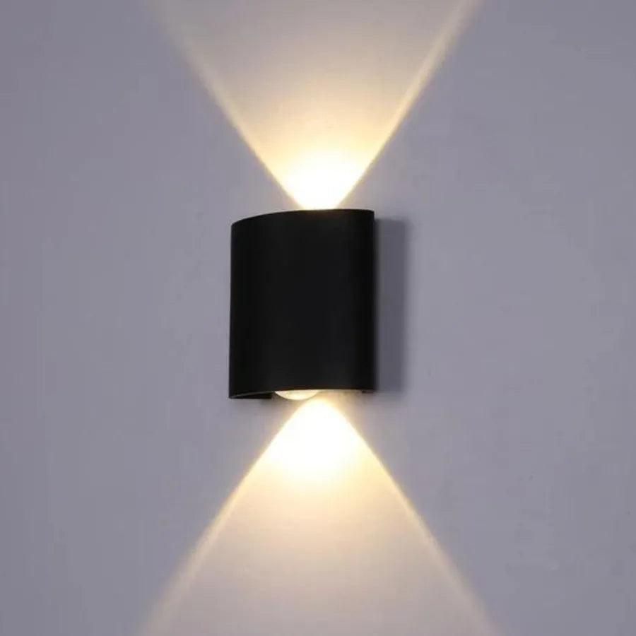Fantas Outdoor and Indoor LED Wall Lamp, 2 Sources x 1W, IP65, Metallic, Black, 3000K