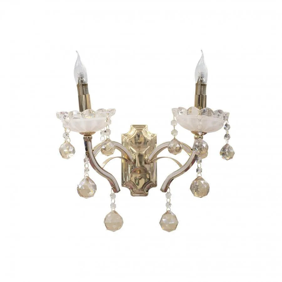 Carol Wall Lamp, 2*E14, Gold, Metal and Crystal