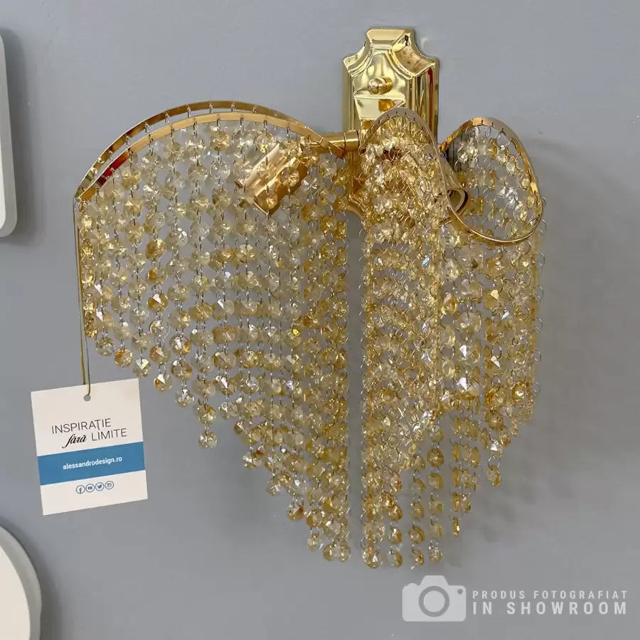 Crystal Sapphire Wall Lamp 2x E27 Shiny Gold Shiny, Crystal Strings