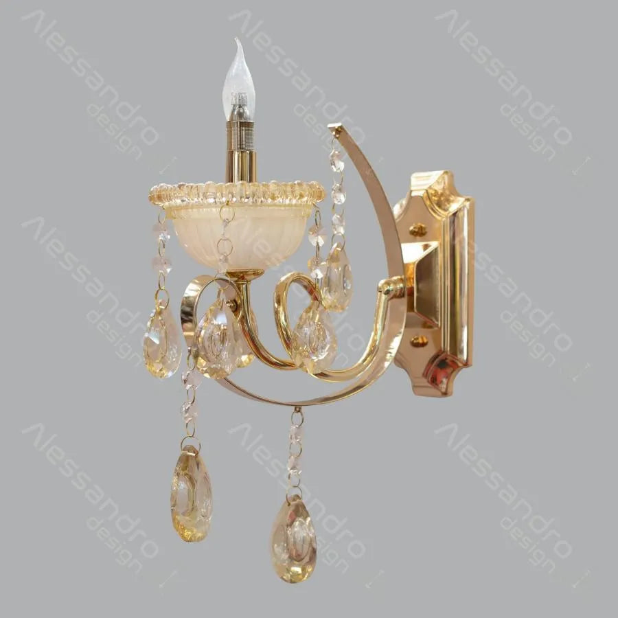 Giala Wall Lamp, 1*E14, Gold, Metal and Crystal