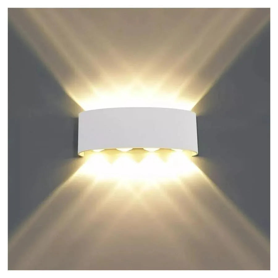 Fantas Indoor/Outdoor LED Wall Lamp, 8 Sources x 1W, IP65, White, 3000K