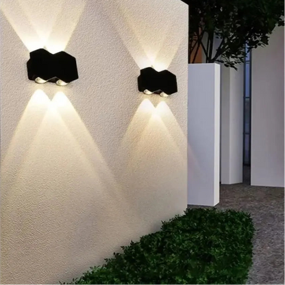 Outdoor and Indoor LED wall light, 4 Sources x 1W, IP65, ABS, Black, 3000K