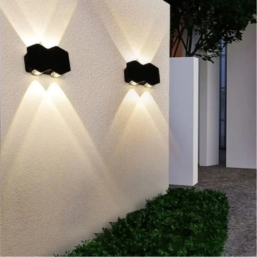 Outdoor and Indoor LED wall light, 4 Sources x 1W, IP65, ABS, Black, 3000K