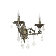 SANSSOUCI Royal Wall Lamp, 2*E14, Metal and Crystal, Antique Bronze