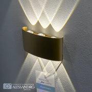 Fantas Outdoor and Indoor LED Wall Lamp, 6 Sources x 1W, IP65, Metallic, Gold, 3000K