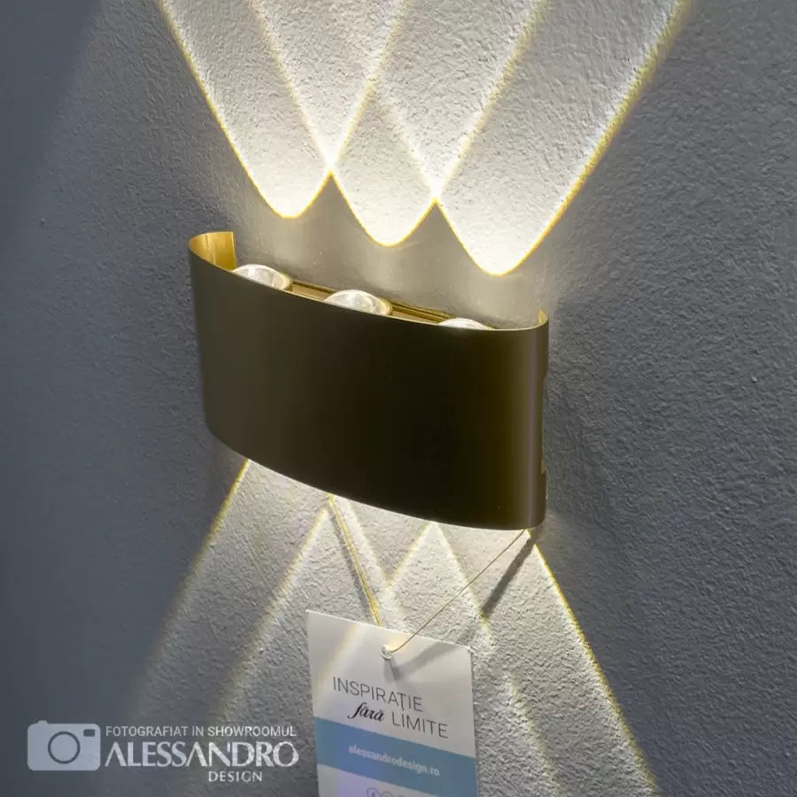 Fantas Outdoor and Indoor LED Wall Lamp, 6 Sources x 1W, IP65, Metallic, Gold, 3000K