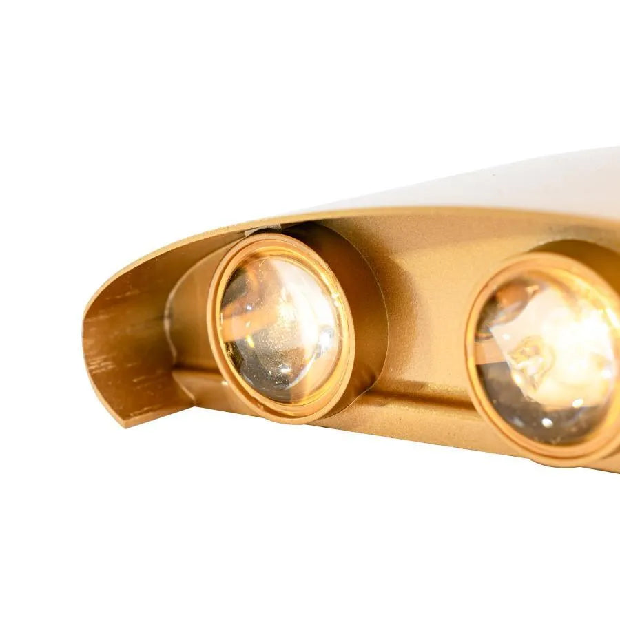 Fantas Outdoor and Indoor LED Wall Lamp, 6 Sources x 1W, IP65, Metallic, Gold, 3000K