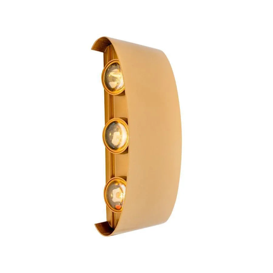 Fantas Outdoor and Indoor LED Wall Lamp, 6 Sources x 1W, IP65, Metallic, Gold, 3000K