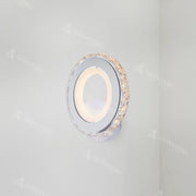Borandis 20W LED Wall Lamp, White with Chrome, Acrylic and Crystal, Cold/Warm/Neutral Light