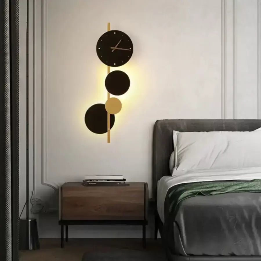 Bryson 18W LED Wall Lamp Integrated Clock Black Gold