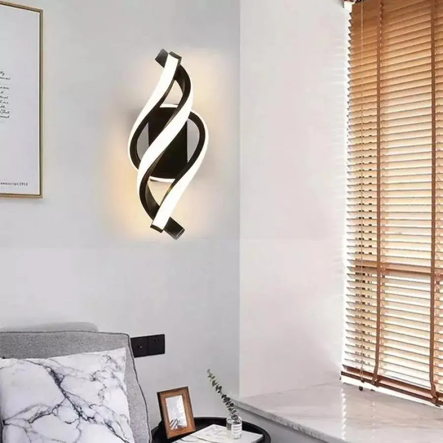 LED Wall Lamp Ray 20W Wavy Cold/Warm/Neutral Light Metal and Black SIlicone