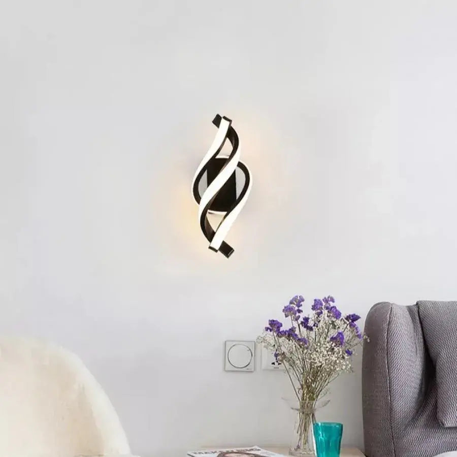 LED Wall Lamp Ray 20W Wavy Cold/Warm/Neutral Light Metal and Black SIlicone
