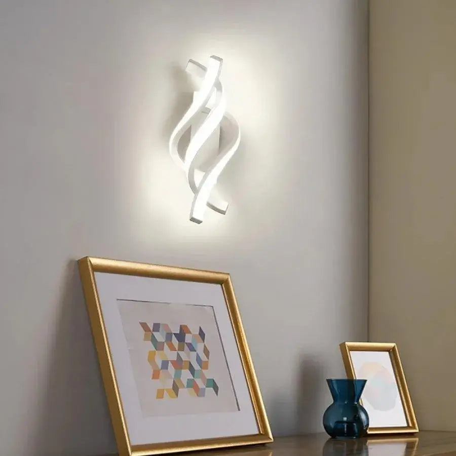 Reid 20W LED Wall Lamp Wavy Cold/Warm/Neutral Light Metal and White SIlicon 