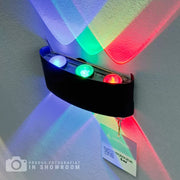 Fantas Indoor/Outdoor RGB LED Wall Lamp, 6 Sources x 1W, IP65, Black, 3000K