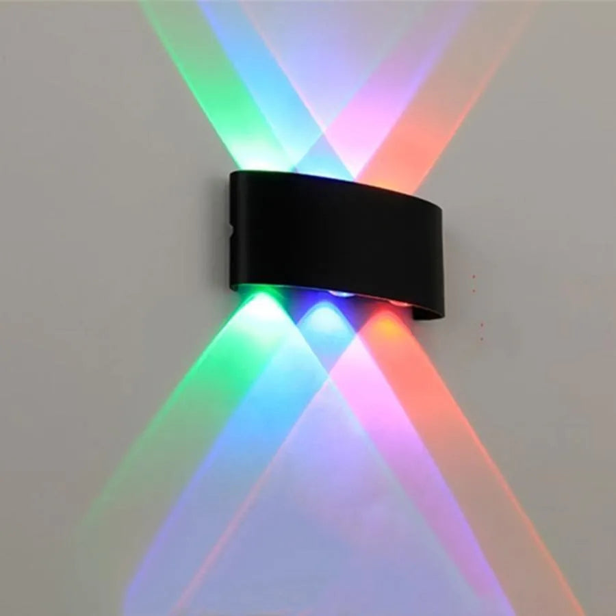 Fantas Indoor/Outdoor RGB LED Wall Lamp, 6 Sources x 1W, IP65, Black, 3000K