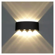 Fantas Outdoor and Indoor LED Wall Lamp, 8 Sources x 1W, IP65, Metallic, Black, 3000K