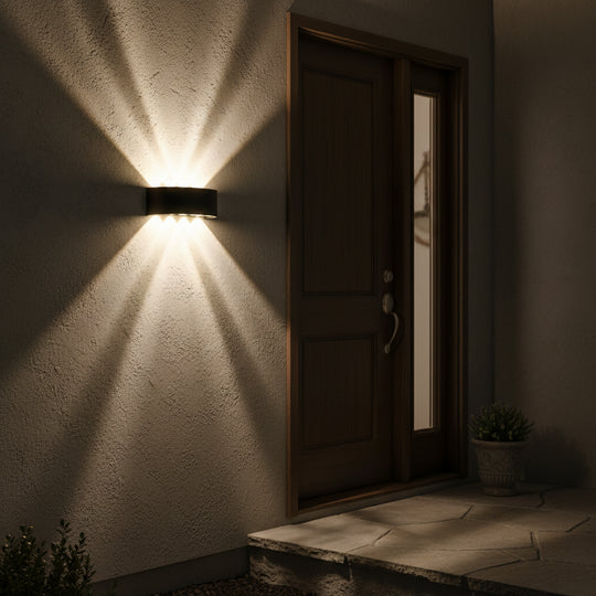 Ellis Exterior LED Wall Light, 8W, 8 Light Sources, Warm Light, Black Outdoor Wall Lights Default Title Alessandro Design